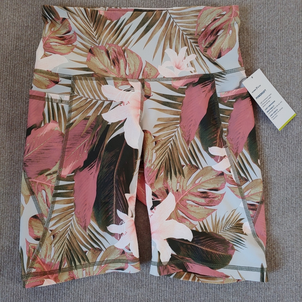 Old Navy Tropical Floral High-Waist Bike Shorts - Pink, Green, White